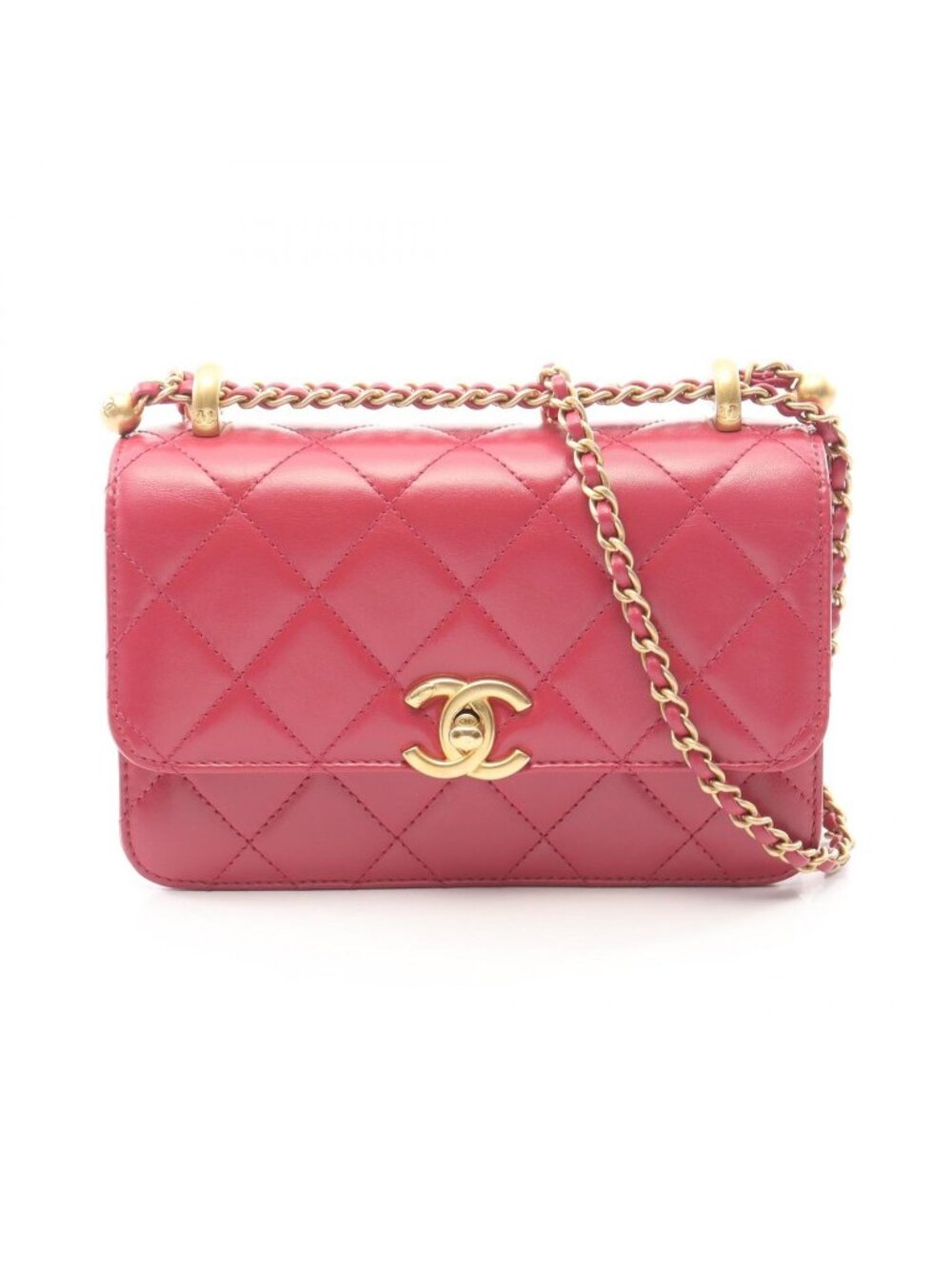 Chanel Shoulder Bag Quilted Small Flap Dark Pink Leather Chain
